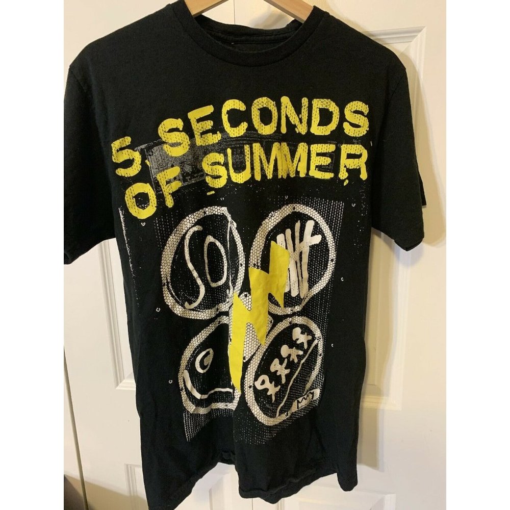 5 Seconds Of Summer‎ Black Yellow Music Rock Band Concert Tour Shirt Adult Large